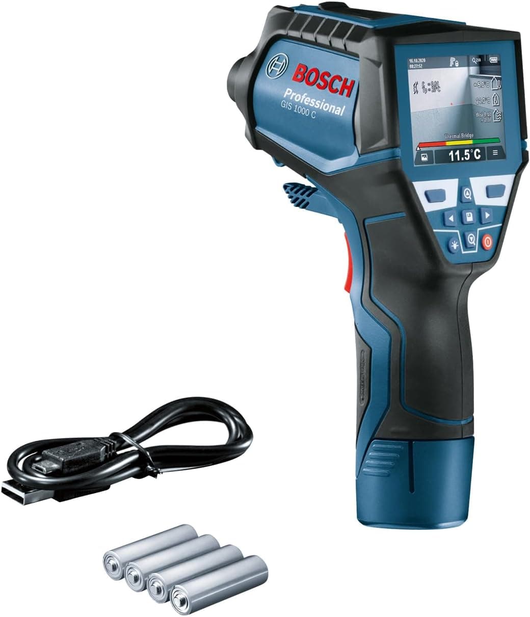 Bosch Professional Infrared Thermometer GIS 1000C (with application function, temperature range: -40°C to 1000°C, 4 x AA batteries, in a cardboard box) - Image 1