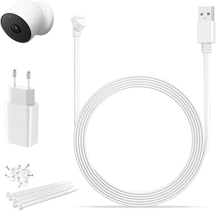 Google Itramax 6M Charging Cable for Nest Google Camera Outdoor/Indoor Power Supply Waterproof 5V2A Continuous Charger for Battery, Weather Resistant Continuous Charger