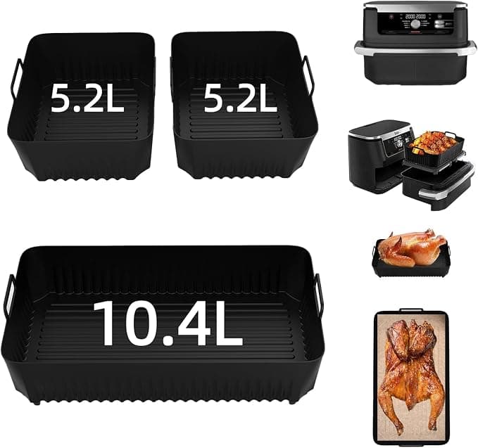 Air Fryer Mould, Air Fryer Accessories for Ninja Foodi Flexdrawer 10.4L AF500EU, 3-Piece Set, Silicone Mat for Fryer, Ninja Air Fryer Mould, Air Fryer Accessories - Image 1