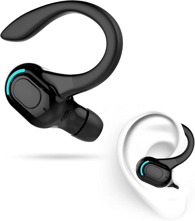 Wireless Bluetooth Headset V5.2 with Built-in Microphone, 360° Earloop, 20 Hours Playback, Mono Earphone for iPhone, Android, PC - 70mAh Battery - Image 1