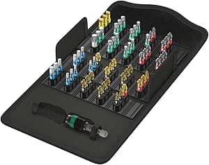 Wera 05057441001 Bit-Safe Screwdriver Bit Assortment 61 Bitorsion 1, 61 Pieces, Multi-Colour, One Size