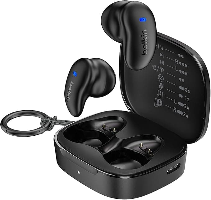 Belkin SoundForm Anywhere Wireless Bluetooth Headphones, Lightweight, Comfortable to Wear, All Day, IPX4 Certified, for iPhone, iPad, Tablets, Laptops, Bikes, Sports, etc. - Black - Image 1