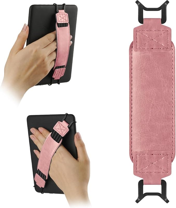 HoYiXi Universal Soft Hand Strap for 6-7 Inch eReader Tablet Compatible with Kindle/Kobo/Pocketbook/Tolino/Sony/Paperwhite/Nook, for 6 Inches, 6.8 Inches, 7 Inches with Strap High Elasticity, Pink - Image 1