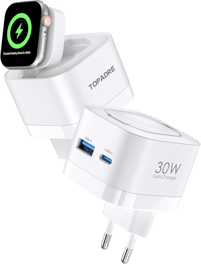 Apple Watch Charger, 30W USB-C PD 3.0 Quick Charge for Apple Watch 11/10/9/8/7/Ultra/SE, USB-C Charging Cable for iPhone 17/16/15 Pro Max, iPad Air/Pro, AirPods, White