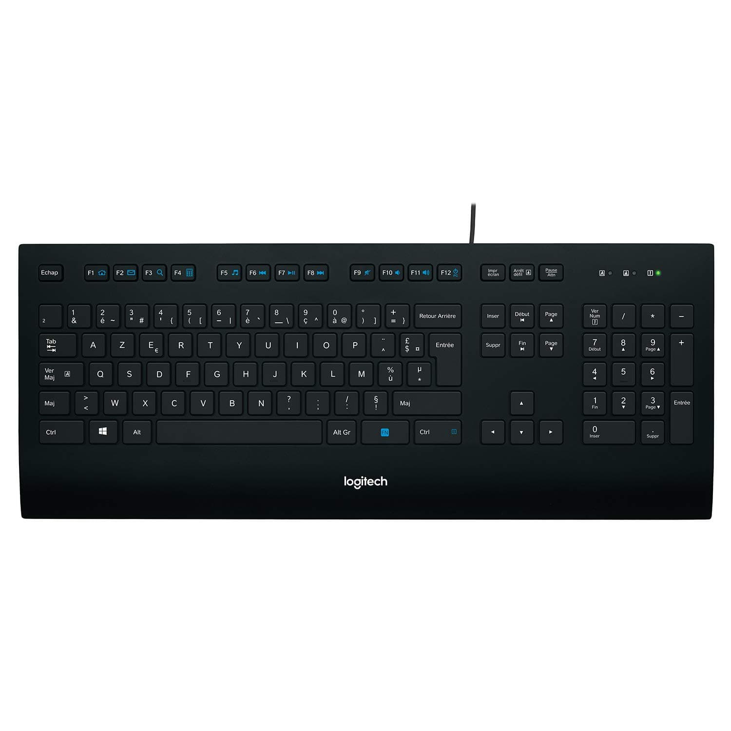 Logitech K280e Pro Wired Business Keyboard for Windows/Linux/Chrome, USB Plug-and-Play, Discreet Typing, Standard Size, Splash-Resistant, French AZERTY – Black - Image 1
