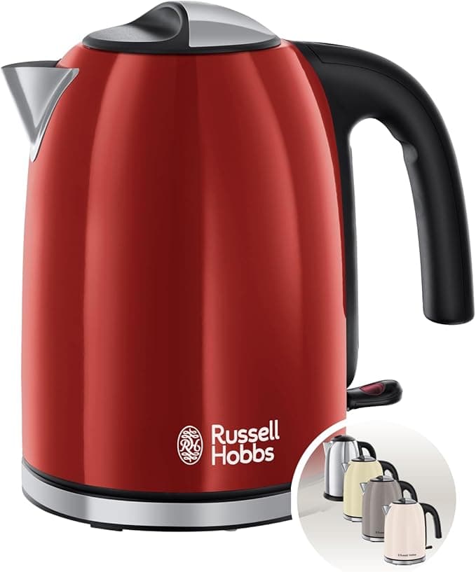 Russell Hobbs Russell Hobbs Electric Kettle [Energy Saving] Colours Plus Red (1.7L, 2400W, Fast Ebulition, Perfect Flow, Visible Water Level, Washable Anti-Limescale Filter) 20412-70