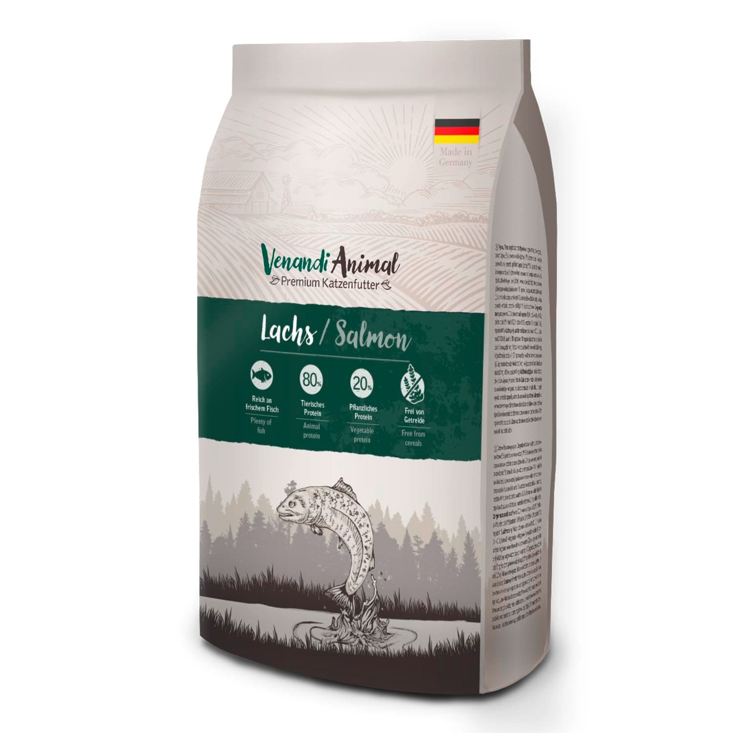 Venandi Animal - Premium croquettes pour Chats - Saumon, Paquet de 1 (1 x 6,5kg), sans céréales, Riche en Viande fraîche - Image 1