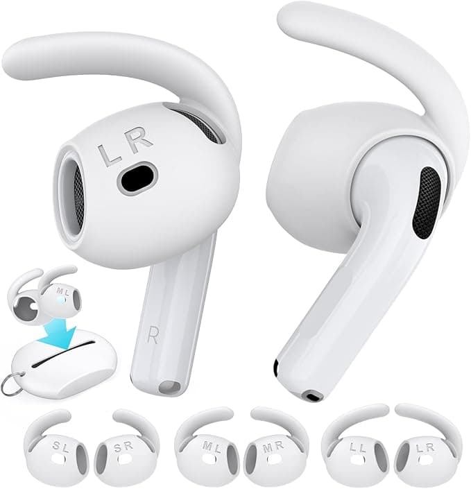 AhaStyle Eartips for AirPods 4th Generation (2024) 【Storage Pouch Added】3 Pairs S/M/L Silicone Non-slip Replacement Tips Compatible with Apple AirPods 4th Gen (White)
