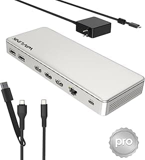 WAVLINK Station d'accueil pour 3 écrans, Station d'accueil SM770 avec Triple HDMI, 2 DP, entrée PD 120W,USB A&C 10Gbps, Ethernet 2,5G, Compatible avec Intel Mac, Pilote SMI et hôte USB3.2Gen2 requis