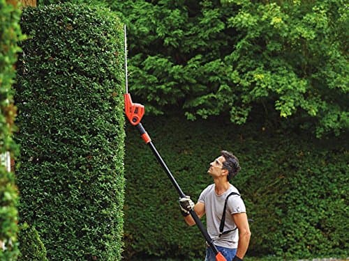 BLACK+DECKER Hedge Trimmer on Pole 550 W, Electric Hedge Trimmer 51 cm with Asymmetrical Blade, Telescopic Handle, Swivel Head and Double Switch, Distance 22 mm, PH5551-QS Black/Orange - Image 7