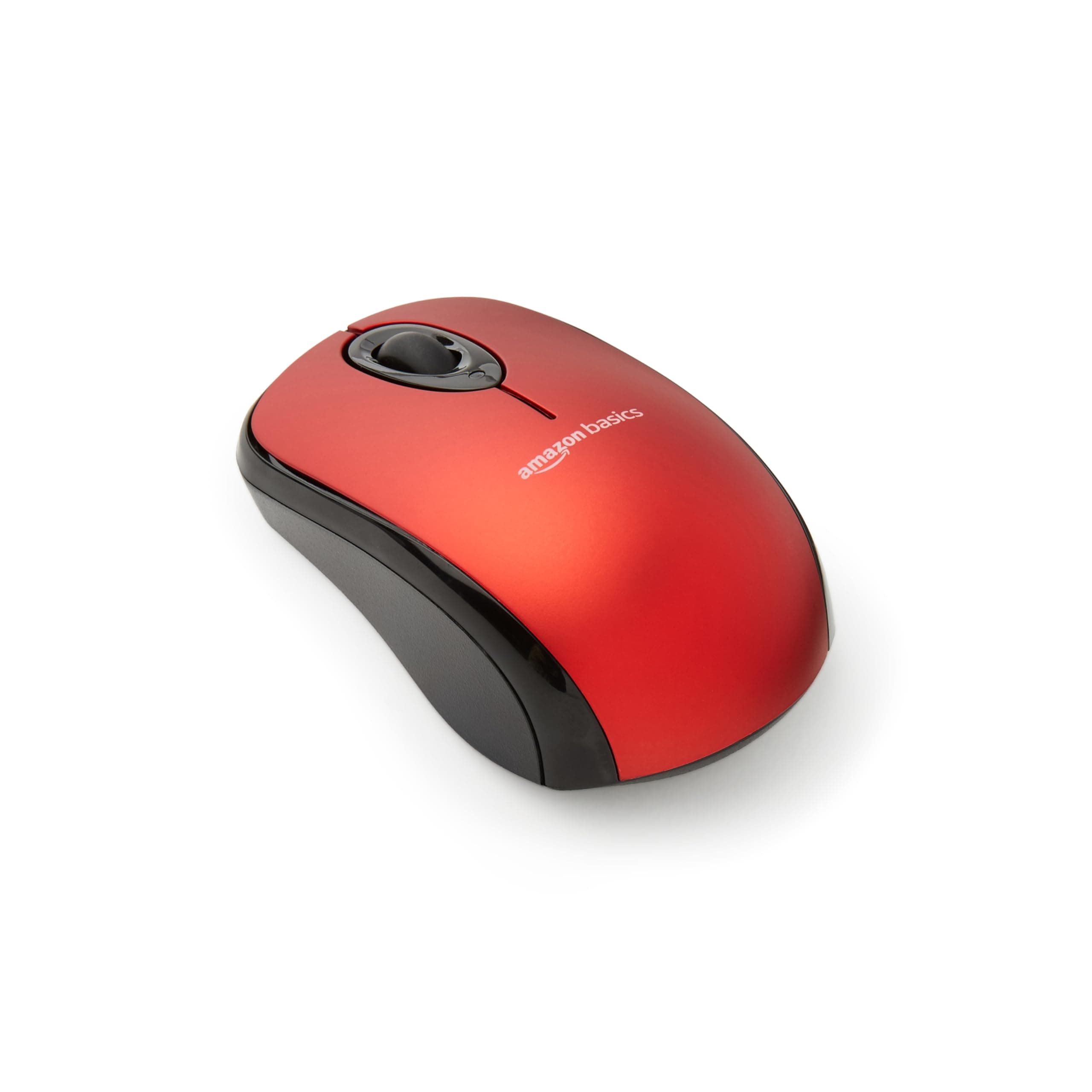 Amazon Basics Wireless Computer Mouse with USB Nano Receiver - Red - Image 1