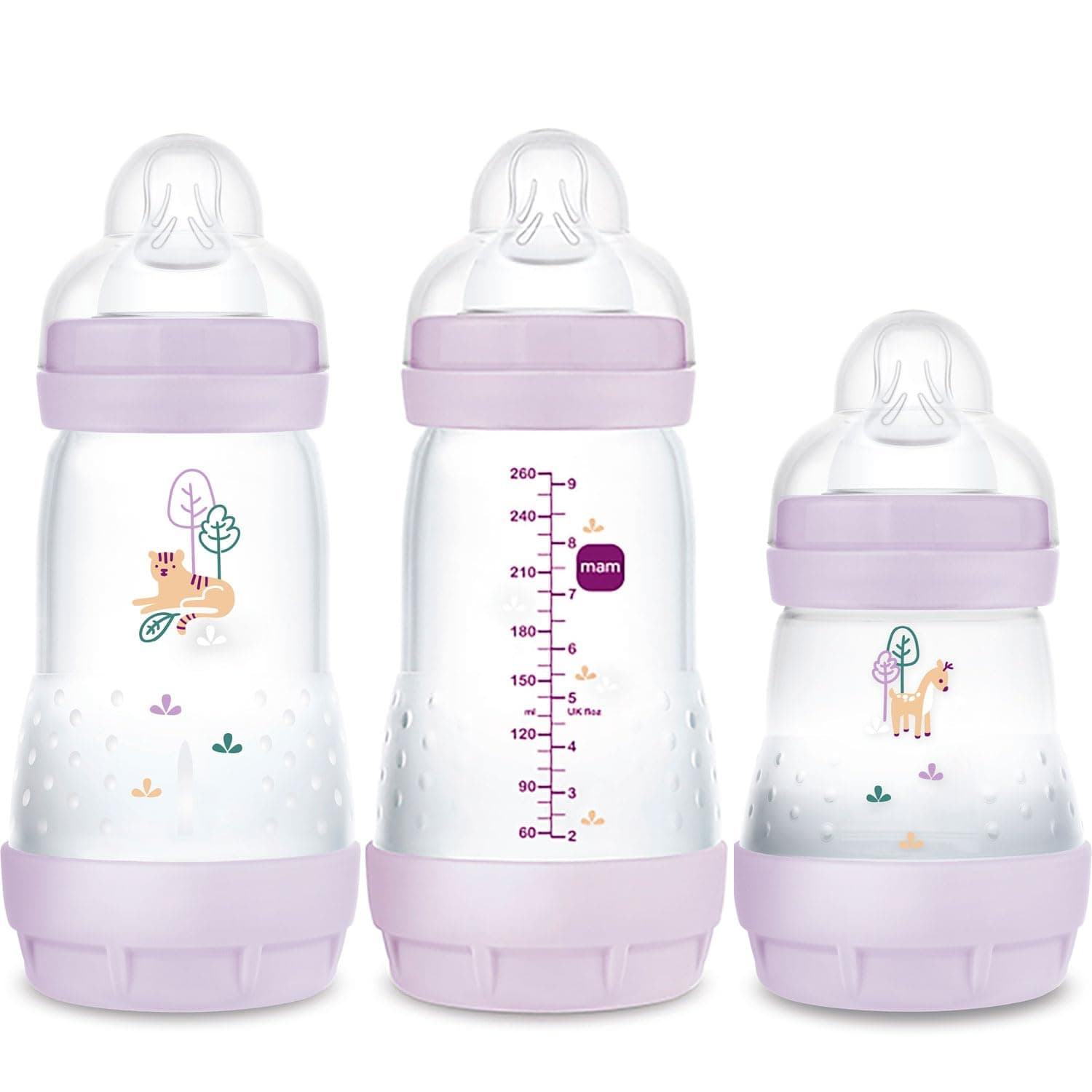 MAM Pretty Girl Lot de 2 biberons anti-coliques pour nouveau-né 260 +1 biberons anti-coliques 160 ml avec tétine taille 1 (à partir de la naissance) - Image 9