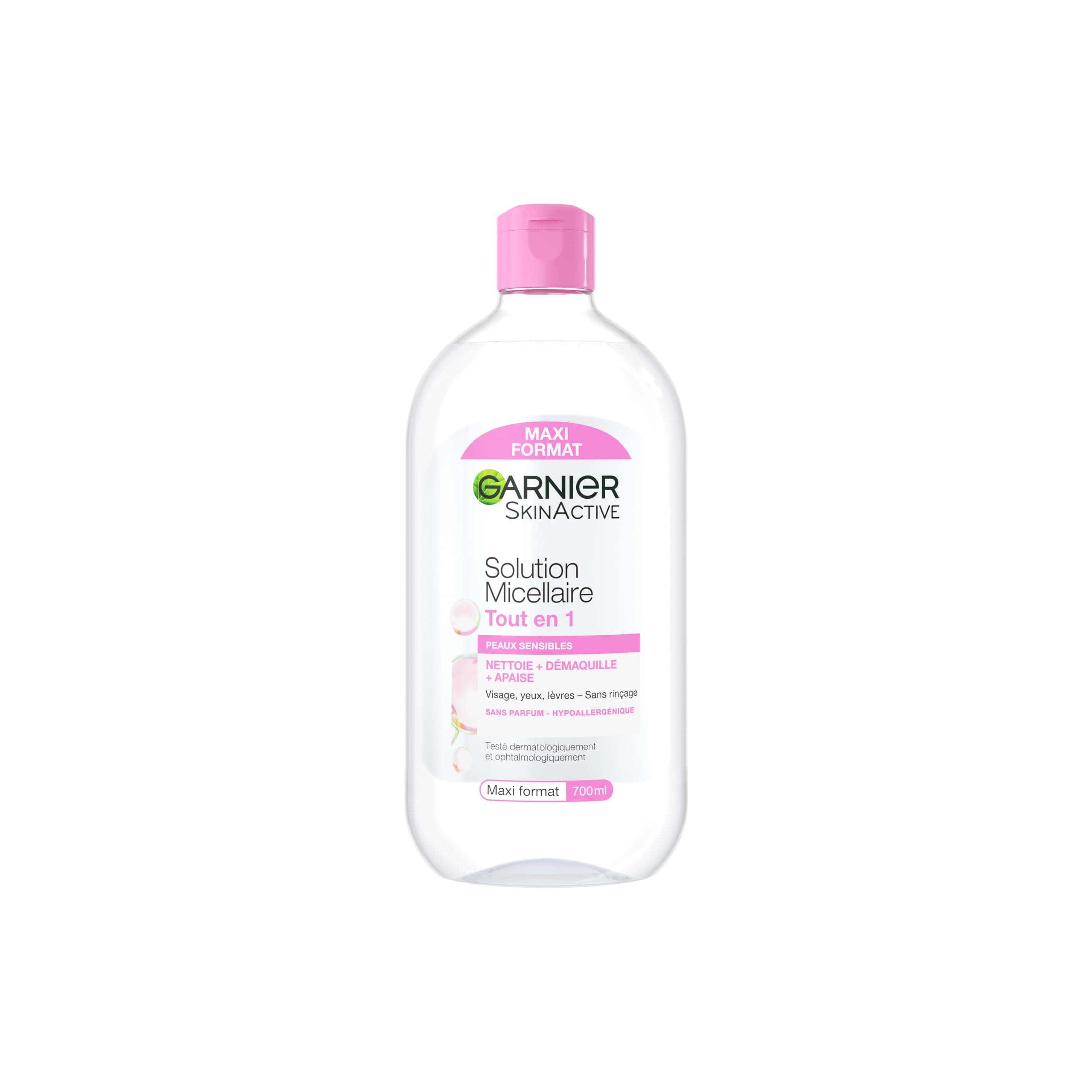Garnier GARNIER Skin Active - All in 1 Micellar Solution - Cleanses, Removes Makeup, Soothes - Micelles and Vegetable Glycerin - Fragrance Free - Vegan & Cruelty Free - Face, Eyes, Lips - Sensitive Skin - 700