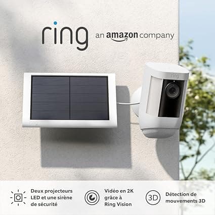 Discover Ring Spotlight Cam Pro Solar by Amazon | 1080p HD Video with HDR, 3D Motion Detection, Aerial View, LED Projectors | DIY Installation | Free Ring Protect 30-Day Trial