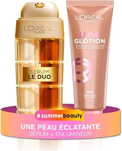 Brightening Skin Duo – L'Oréal Paris – Age Perfect Le Duo Serum + Lumi Glotion Illuminating Fluid Shade 903 – Smooth Wrinkles & Luminous Complexion - Image 1