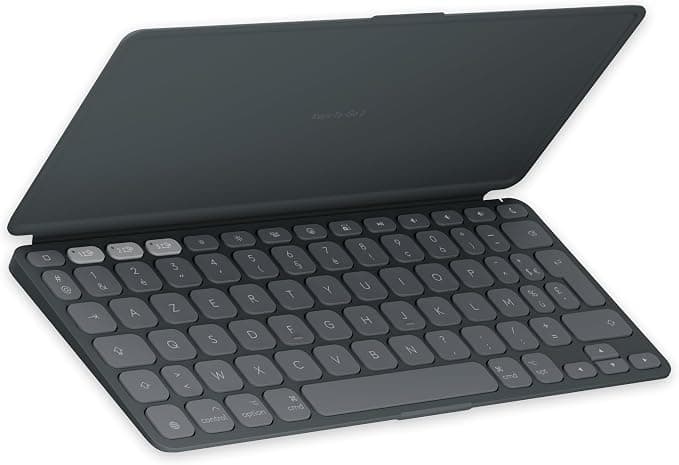 Logitech Keys-To-Go 2, clavier sans fil portable pour iPad avec protection intégrée, plat, pour iPad, iPhone, Mac et Apple TV, passez facilement d'un dispositif à un autre, FRA AZERTY - Graphite - Image 1