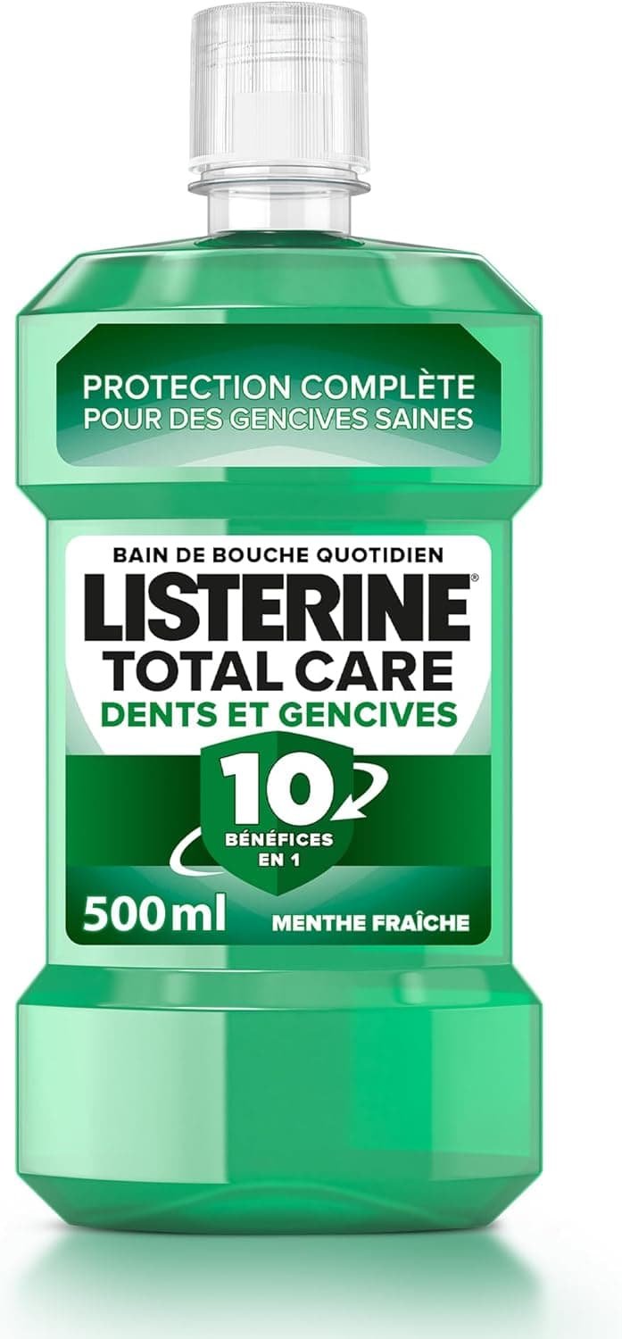 Listerine Listerine – Bain de Bouche Total Care Dents et Gencives (bouteille de 500 ml) – Soin bucco-dentaire quotidien pour des dents et gencives plus saines – Bain de bouche pour une haleine fraîche durable