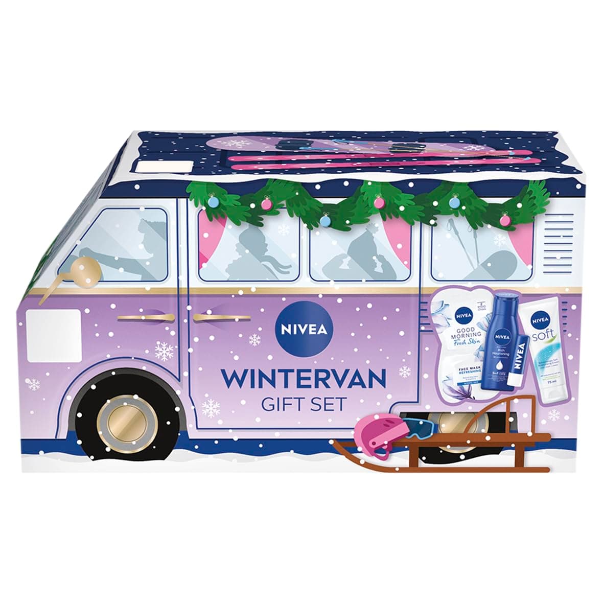 NIVEA Wintervan Coffret cadeau (4 produits) – Coffret cadeau pour femme – Comprend crème hydratante, baume à lèvres, lotion pour le corps et masque visage - Image 3