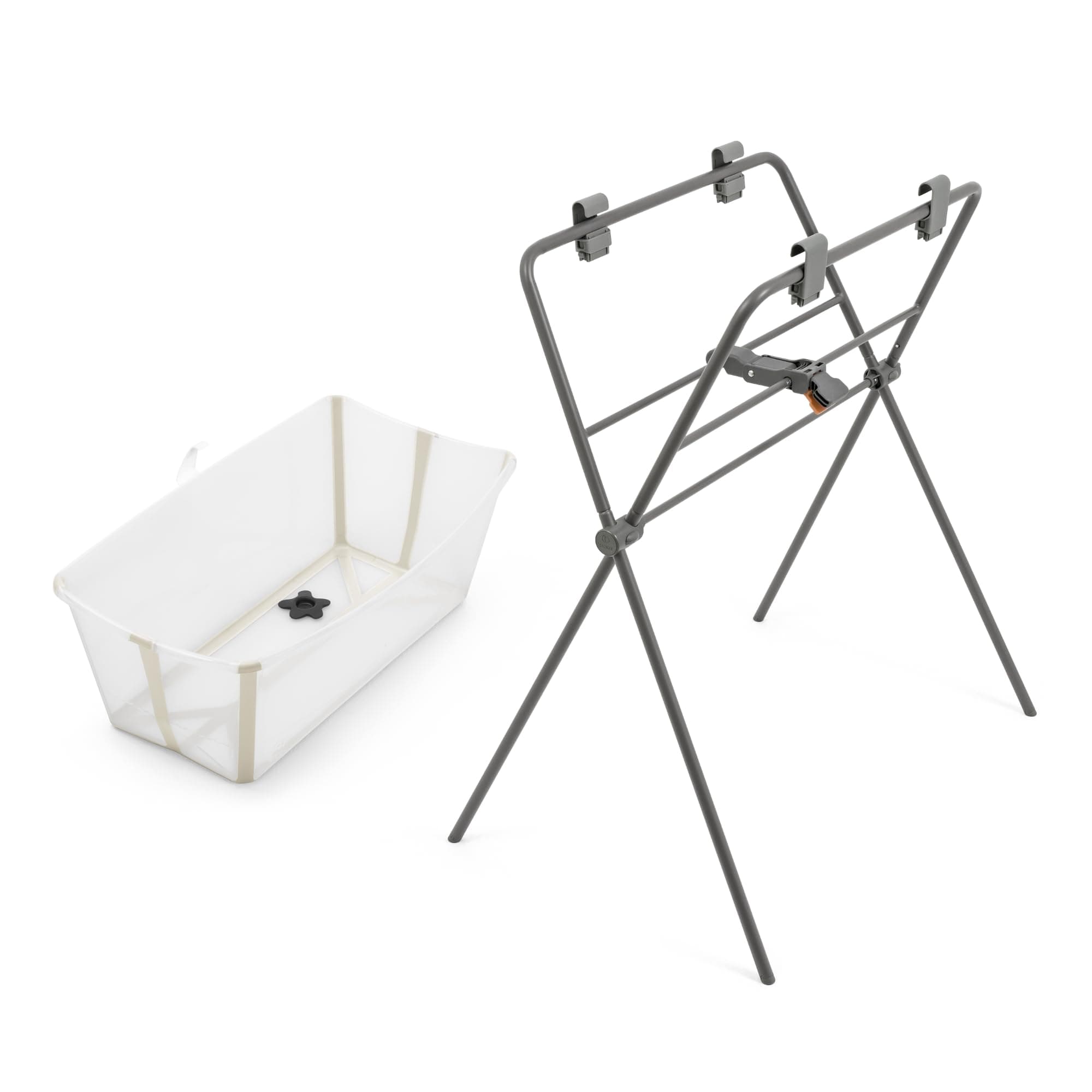 Stokke Stokke Flexi Bath (Sand Beige) + Flexi Bath Stand - Baby Bath Tub up to 10 kg - Foldable, Durable and Easy to Store - Convenient to Use at Home or Travel