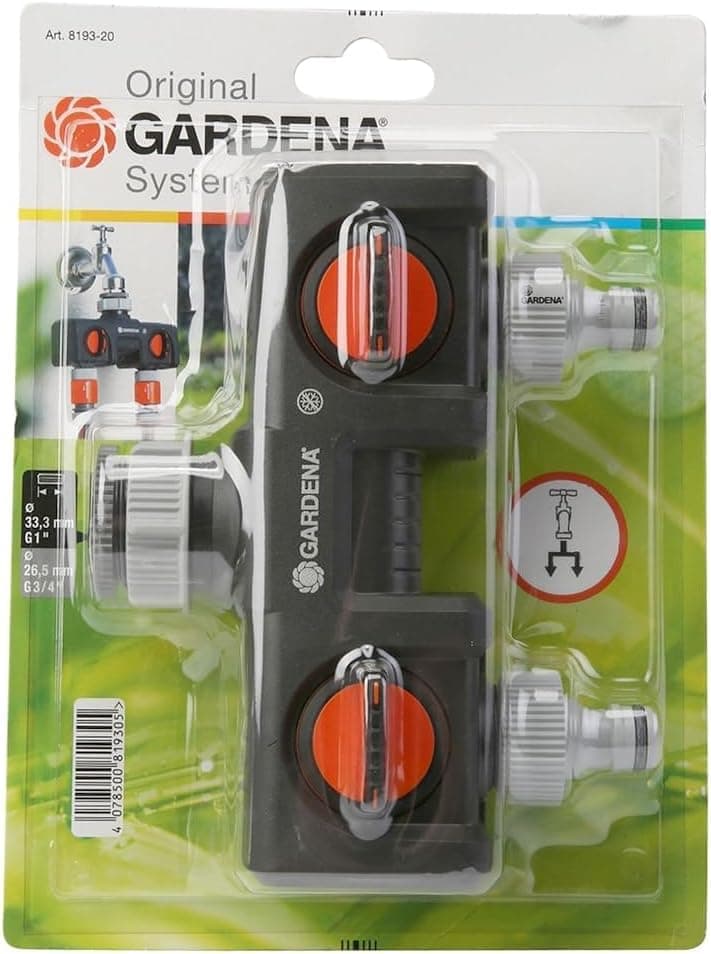 Distributeur 2 voies GARDENA : possibilité de raccorder 2 appareils au robinet, convient pour les programmateurs et minuteries d'arrosage de GARDENA, débit d'eau réglable et verrouillable (8193-20) - Image 3