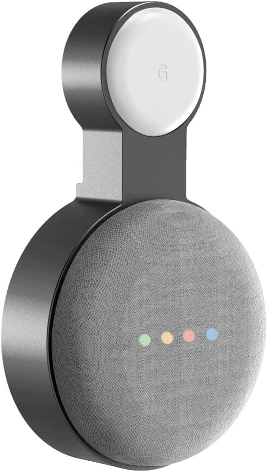 honecumi Wall Mount for Google Home Mini, Wall Mount with Cable Management, Space Saving Wall Sockets for Home Mini Voice Assistant - Stylish Black - Image 1