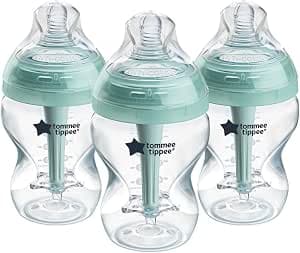 Tommee Tippee Biberons Anti-Colique, Tétine Imitant le Sein Maternel avec Système de Ventilation Anti-Colique Unique, 260 ml, Lot de 3