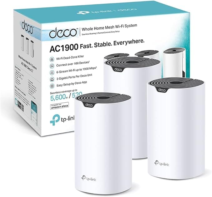 TP-Link Deco WiFi Mesh AC1900Mbps Deco S1900(3-Pack), 520㎡ Coverage, Parental Control, Compatible with Amazon Alexa, 3 Gigabit Ports