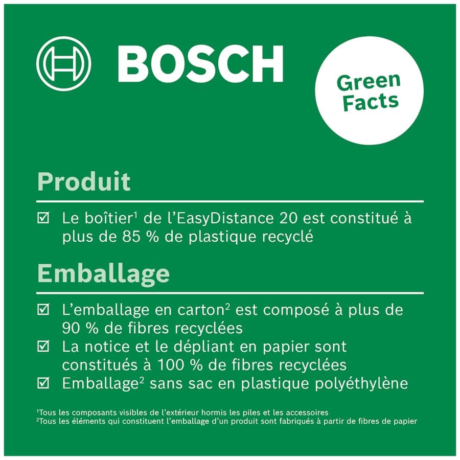 Télémètre laser Bosch EasyDistance 20 (mesure facile et précise jusqu'à 20 m, format de poche, commande à un bouton, dans une boîte en carton e-commerce) - Image 3