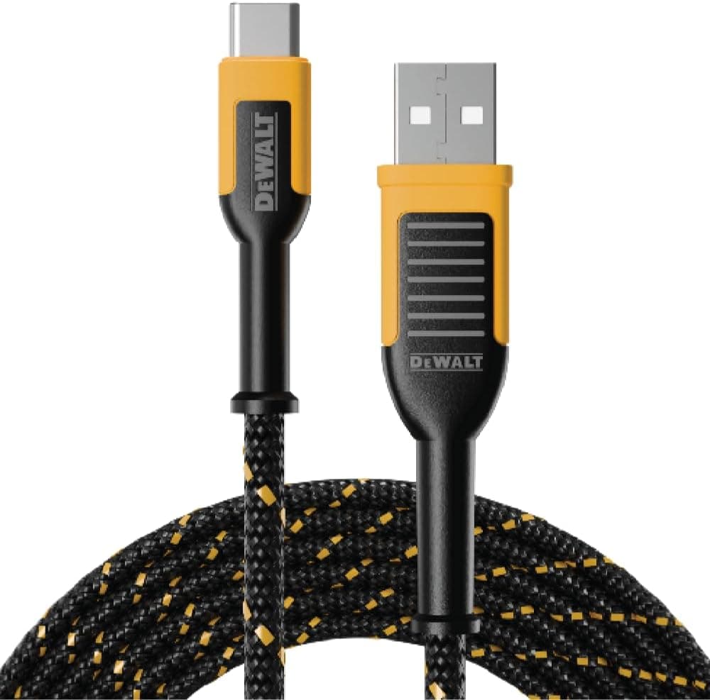 DEWALT Cable Type C to USB Cable Reinforced Braided Cable for USB to Type C Fast Charging Cable C to A Fast Charging Cord 6ft