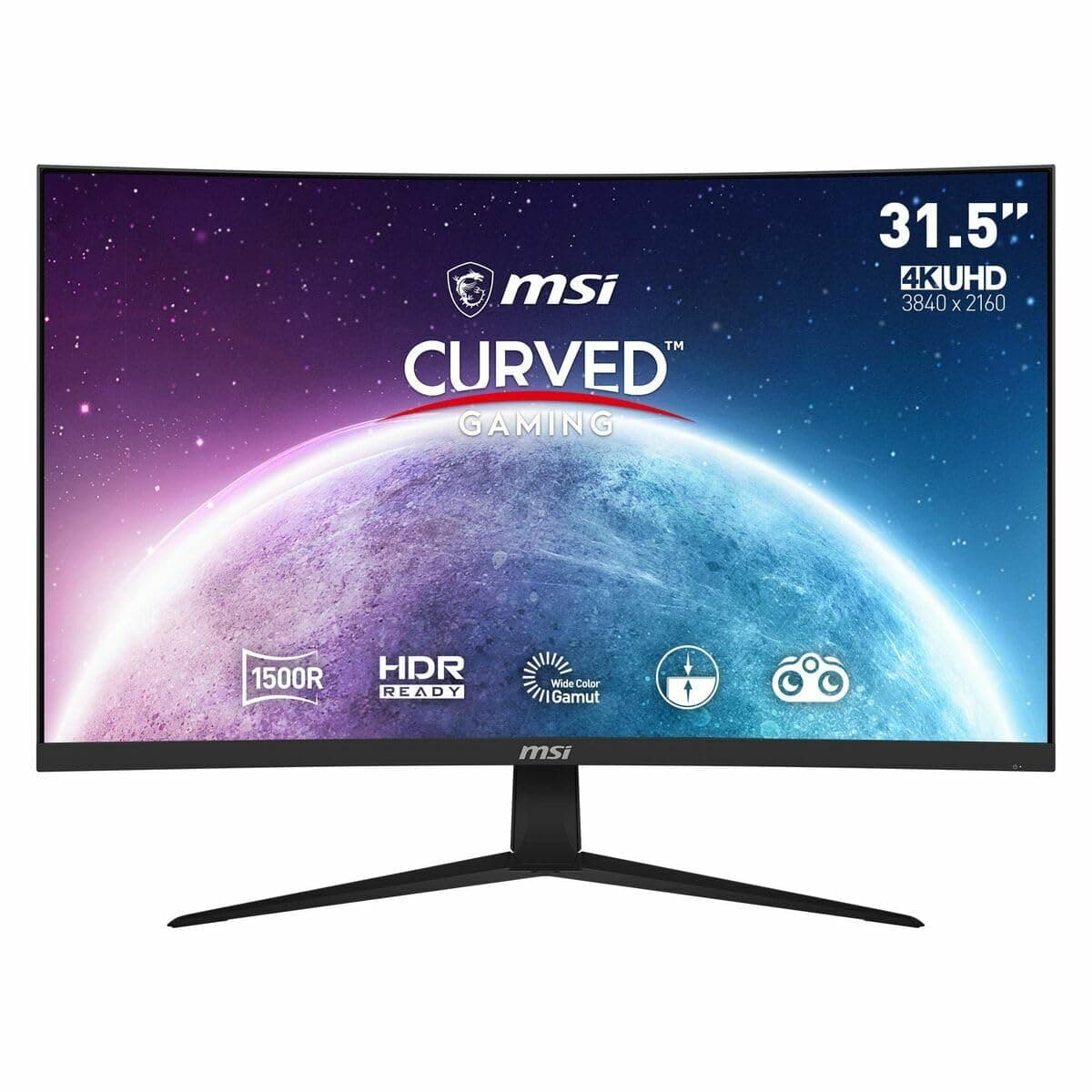 MSI G321CUV Curved 31.5" UHD Gaming Monitor - VA Panel 1500R, 3840x2160, 60Hz/4ms, 16:9, Adaptive-Sync - DisplayPort 1.2a, HDMI 2.0b - Image 1