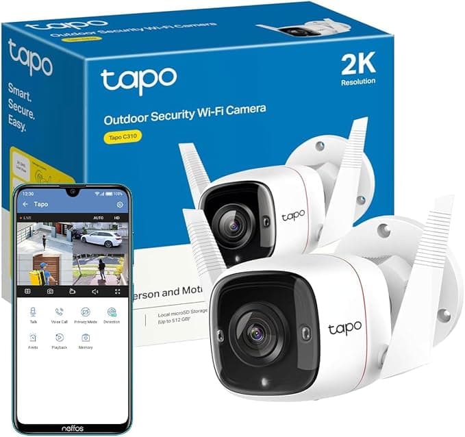 Google TP-Link Tapo Outdoor Security Camera/CCTV, Weatherproof, No Hub Required, Works with Alexa & Google Home, 3MP High Definition, Built-in Siren with Night Vision, 2-Way Audio, SD Storage (Tapo C310)