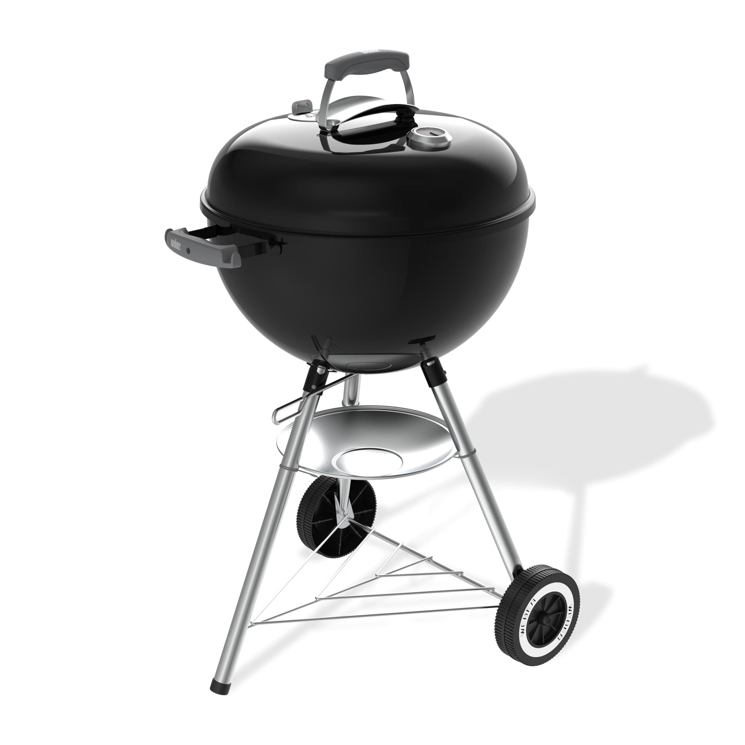 Weber Weber Original Kettle Charcoal Barbecue Kettle with Enamelled Steel Lid and Bowl 47 cm Grill, One-Touch Cleaning System, Built-in Thermometer, Tripod with Wheels, Black