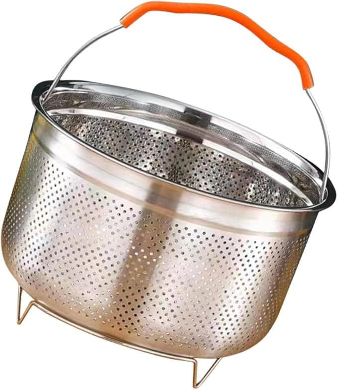 PRETYZOOM Panier Vapeur Inox Multi-usage avec Poignée Antidérapante Accessoire Cuiseur Riz et Vapeur Résistant Chaleur pour Cocotte et Casserole - Image 1