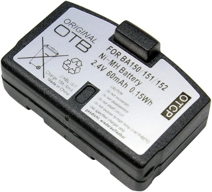 Battery Compatible with Sennheiser RI 55, 60mAh, 2.4V, Replaces BA 150, BA 151, BA 152