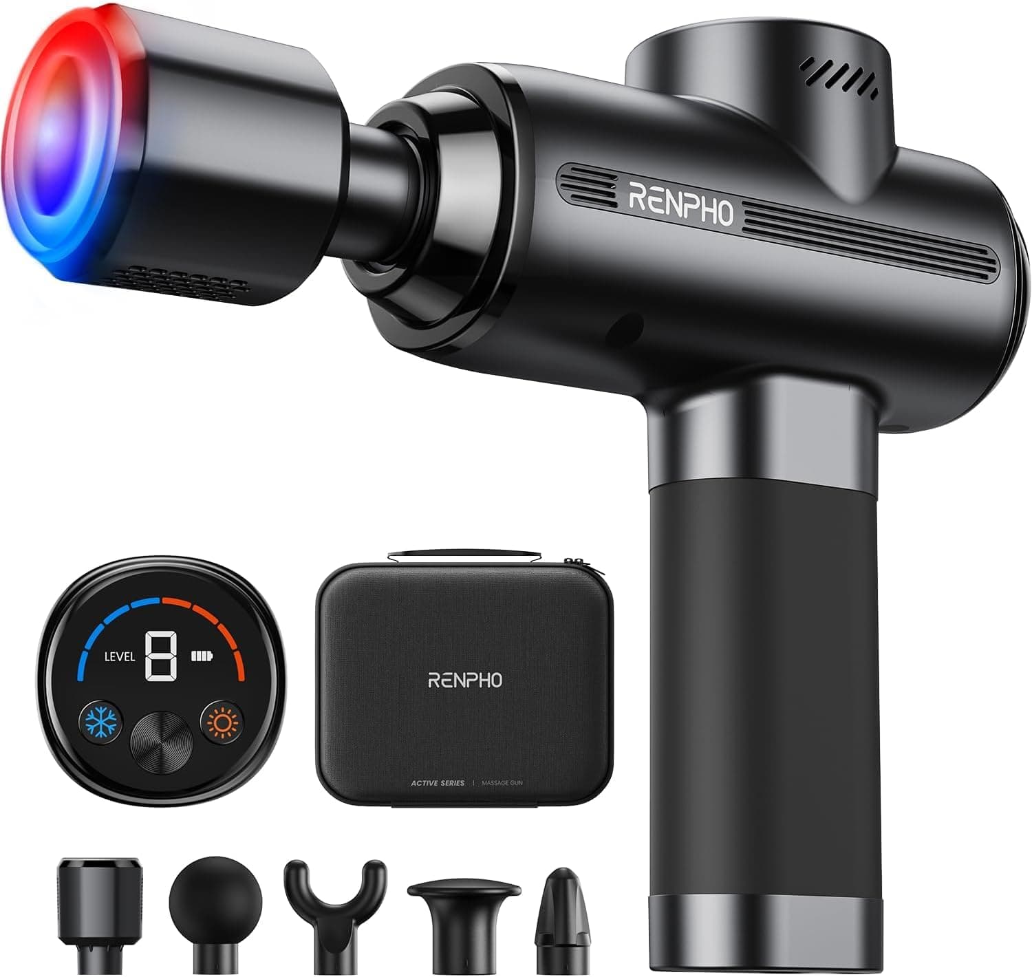 RENPHO Active Thermacool 2 Massage Gun with Hot and Cold Heads, 5 Speeds and 5 Tips for Optimal Muscle Massage, Good Selection of Gifts [2026 Version]