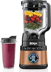 Ninja Detect Power Blender Pro & Single Serve 2-in-1, 1200W Blender with 2L Container, 1 Individual Cup, Blender for Smoothies and Iced Drinks, Vegetable Chopping, Black & Copper, TB301EUCP