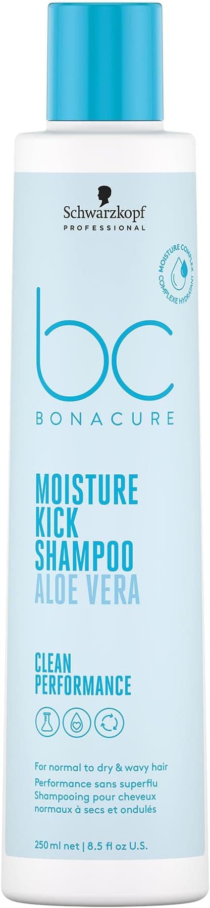 Schwarzkopf Professional Bonacure Moisture Kick Shampoo Normal Dry Hair Vegan Care Complex With Glycerol Cell Equalizer Technology Prevent Dehydration Without Silicones 250ml - Image 1