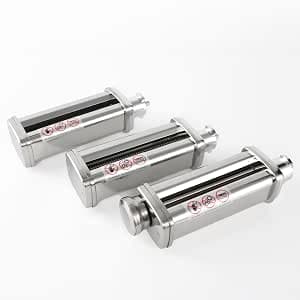 Eascandy 3-in-1 Pasta Accessory Set for Kenwood kMix | Stainless Steel Rolling Mill and Cutter Set | 8 Layers, Fettuccine and Linguine Accessories Compatible with Kenwood Robot