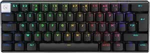 Logitech G Pro X 60 Lightspeed Wireless Gaming Keyboard, Mechanical Compact TKL 60 percent, LIGHTSYNC RGB, Double Layer PBT Keys, Optical GX Touch Switches, Windows PC, AZERTY FR – Black
