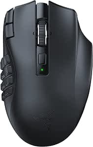 Razer Naga V2 HyperSpeed - Ergonomic Wireless MMO Gaming Mouse (with 19 Programmable Buttons, Wireless HyperSpeed (2.4 GHz), Bluetooth, Up to 250 Hours, 30K Focus Pro Optical Sensor) Black