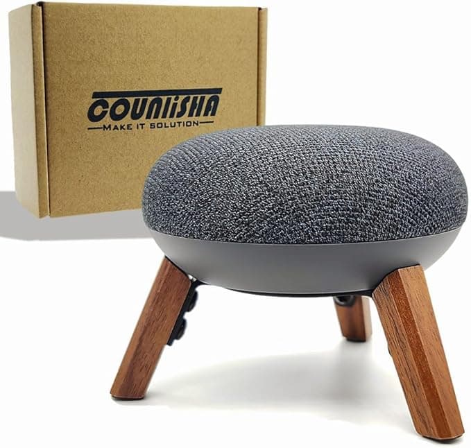 Real Wood Stand Non Slip Stable Home Mini Speaker Nest Tripod Stand with Metal Frame Compatible with Google Home