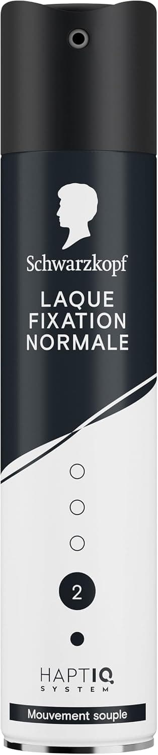 SCHWARZKOPF, Laque Fixation Normale, Mouvement souple, Technologie Haptiq System, Résultat naturel, Formule végane, Sans silicone, Fixation normale, Tenue longue durée, S'élimine au brossage, 250ml