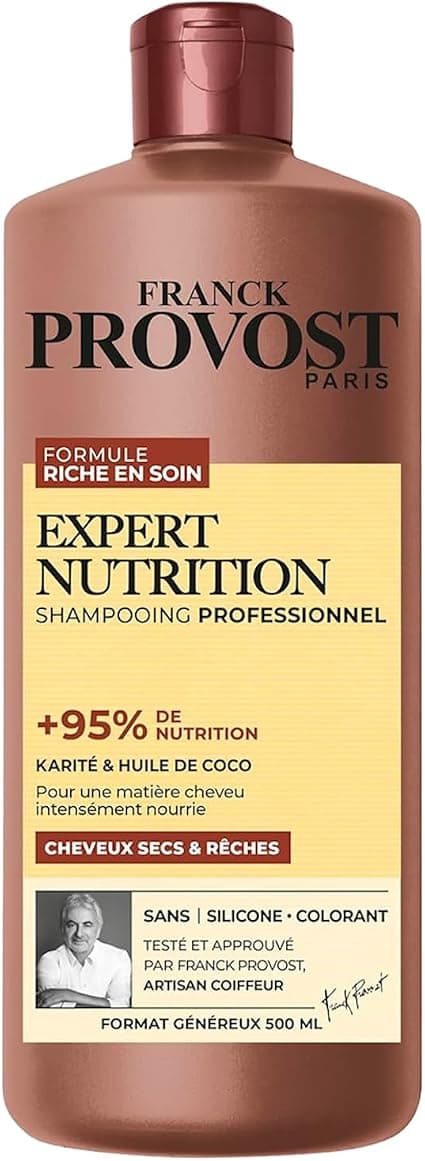 FRANCK PROVOST Expert Nutrition - Professional Shampoo - Rich in Care Formula - Shea & Coconut Oil - Silicone & Dye Free - Dry & Dry Hair - Generous Format 500 ml - Image 1