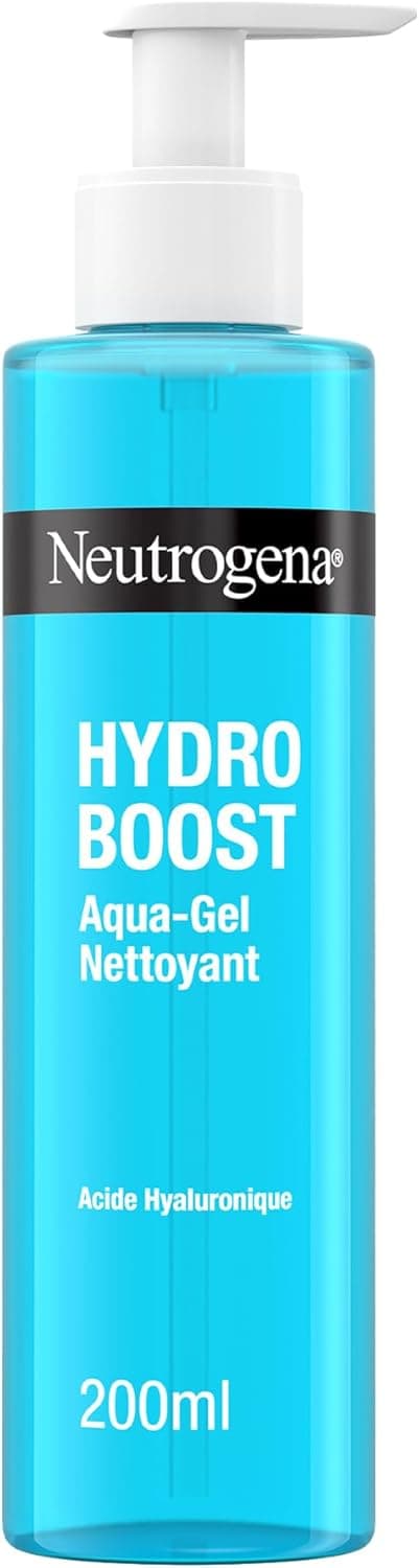 Neutrogena – Aqua-Gel Nettoyant Hydro Boost (flacon-pompe de 200 ml) – Nettoyant pour le visage à l’acide hyaluronique et glycérine – Gel hydratant pour éliminer les impuretés et le maquillage