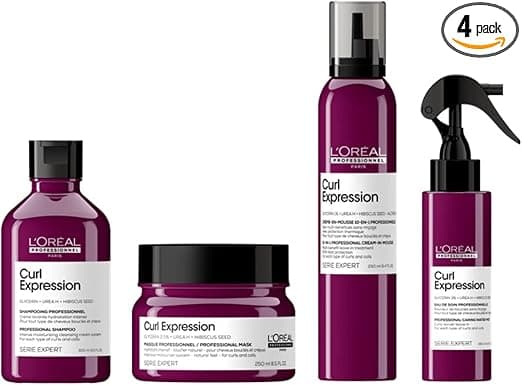 L'Oréal Professionnel, Routine Curl Expression, Curly Hair, Cleansing Cream Shampoo, Moisturizing & Detangling Mask, 10-in-1 Foam Cream, Leave-In Reviver Spray - Duo, Trio, Quartet