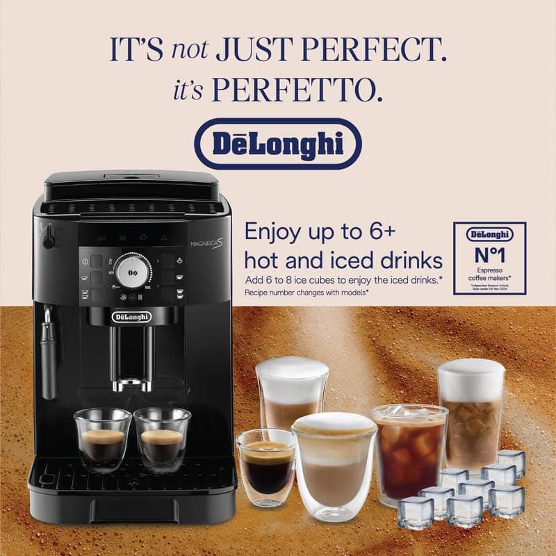 De’Longhi Magnifica S - Perfetto Machine à Café Automatique avec Mousseur à Lait Manuel, Machine à Espresso et Cappuccino, Panneau de Commande avec Boutons, Noir (ECAM11.112.B) - Image 4