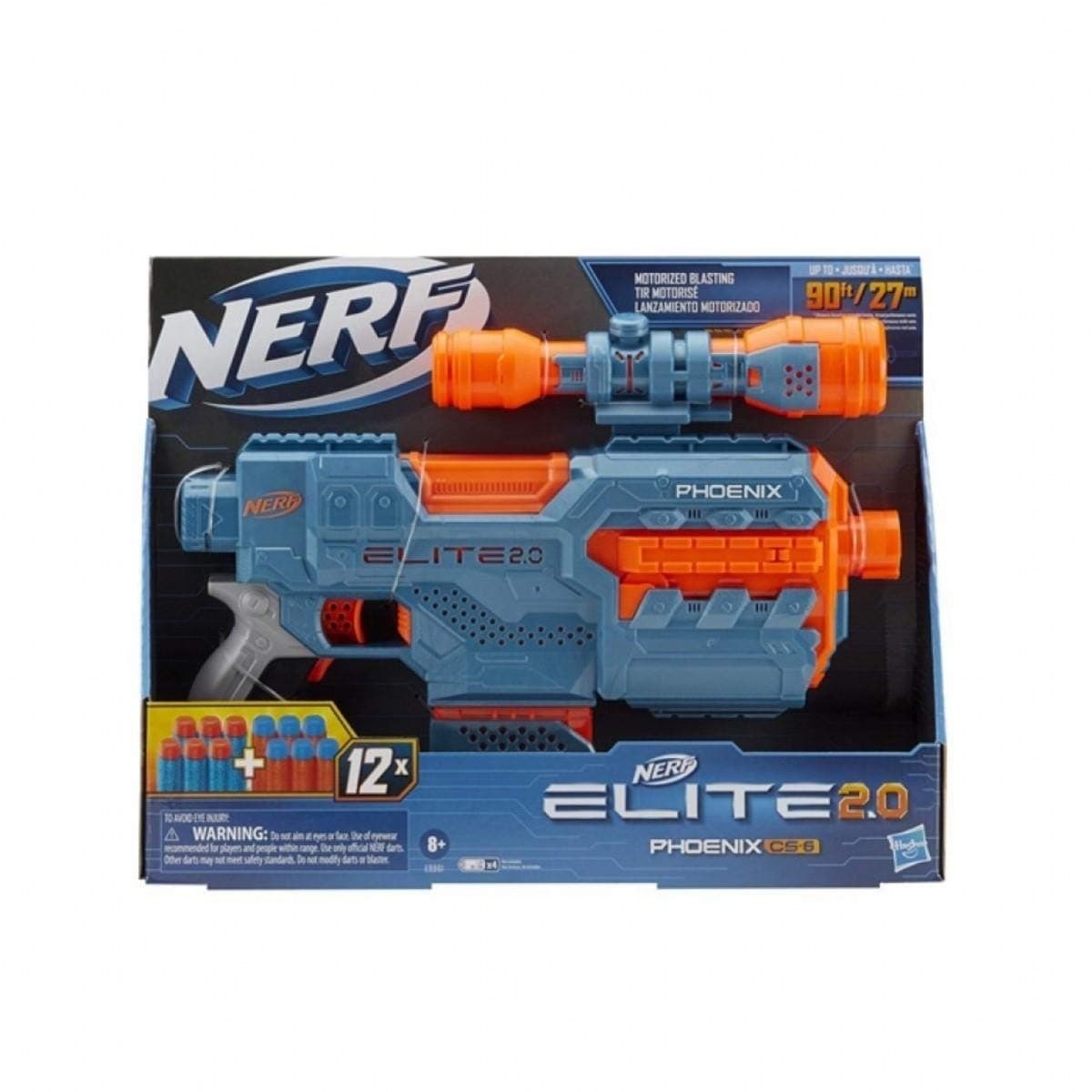 Nerf Elite 2.0, Phoenix CS-6 Motorized Blaster, 12 Nerf Darts, Sight, Tactical Rails, Attachment Points, (4 AA Batteries Required, Not Included) - Image 1