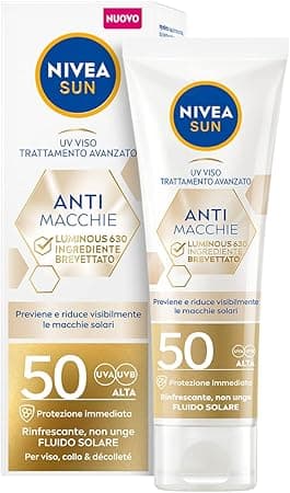 NIVEA NIVEA SUN Luminous630 Face Sunscreen SPF 50 40 ml, Light Liquid Sunscreen Cream Anti-Stain Face with Hyaluronic Acid, Patented Luminous and UVA/UVB Filters