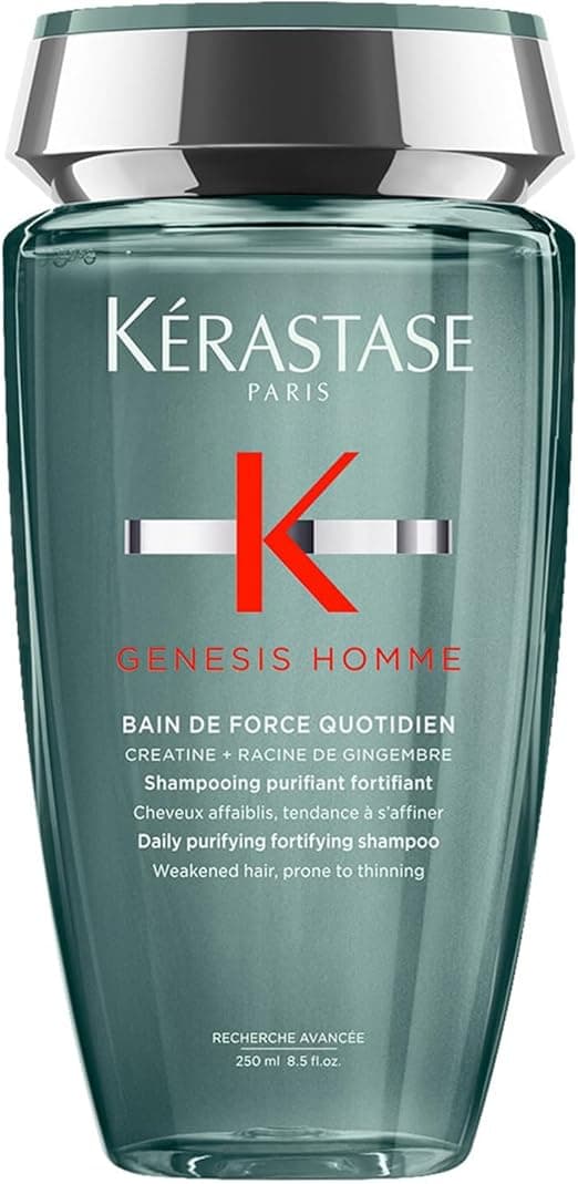 KERASTASE Genesis Homme - Bain de Force Quotidien - Purifying Shampoo - Hair, Scalp, Beard - Creatine & Ginger Root - Silicone-Free - Weakened & Refined Hair - 250 ml