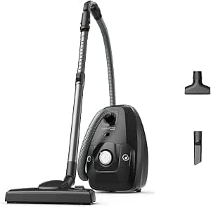 Rowenta Green Force Max Silence Vacuum Cleaner with Bag, 900 W Max, High Filtration, Quiet, Eco-Responsible, Made in France, Black/Aluminium RO6136EA